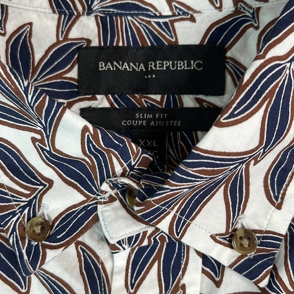 BANANA REPUBLIC Hawaiian Fern Print Slim Fit Button Down Shirt Preppy Size XXL - Picture 8 of 11